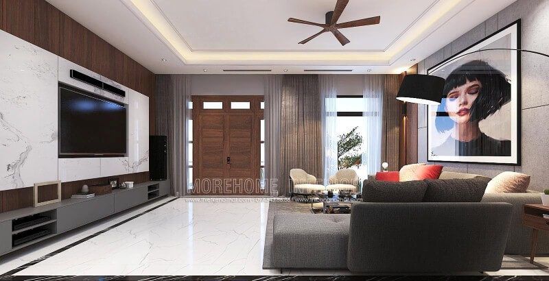 Đá ốp tường vân mây cao cấp điểm nhấn sang trọng cho phòng khách biệt thự, nhà phố hiện đại.